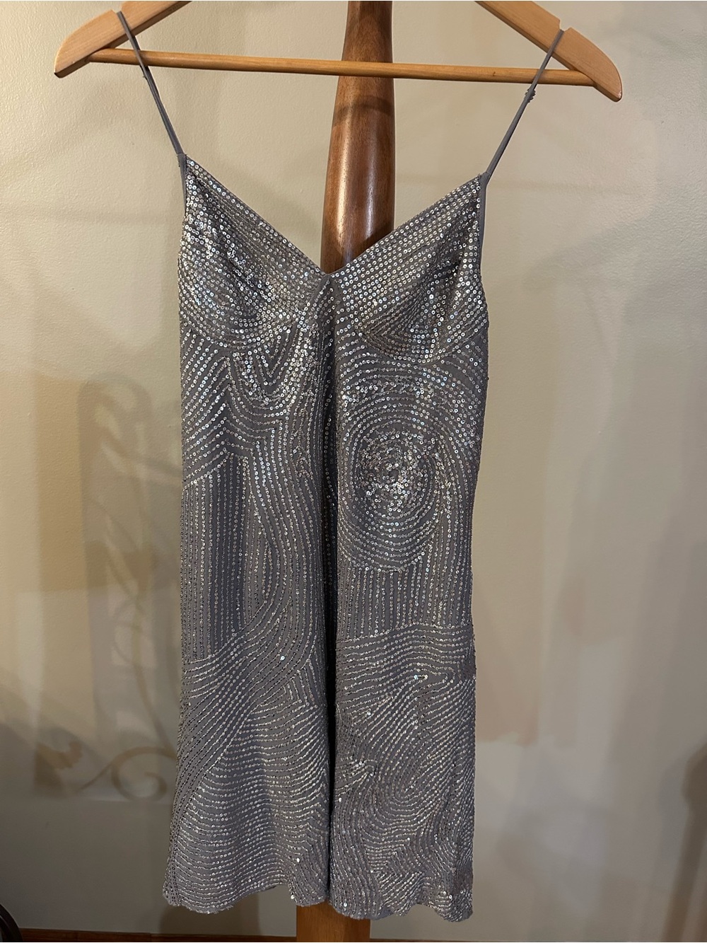 Patrizia Pepe Silver Sequin-Embellished Midi Slip Dress